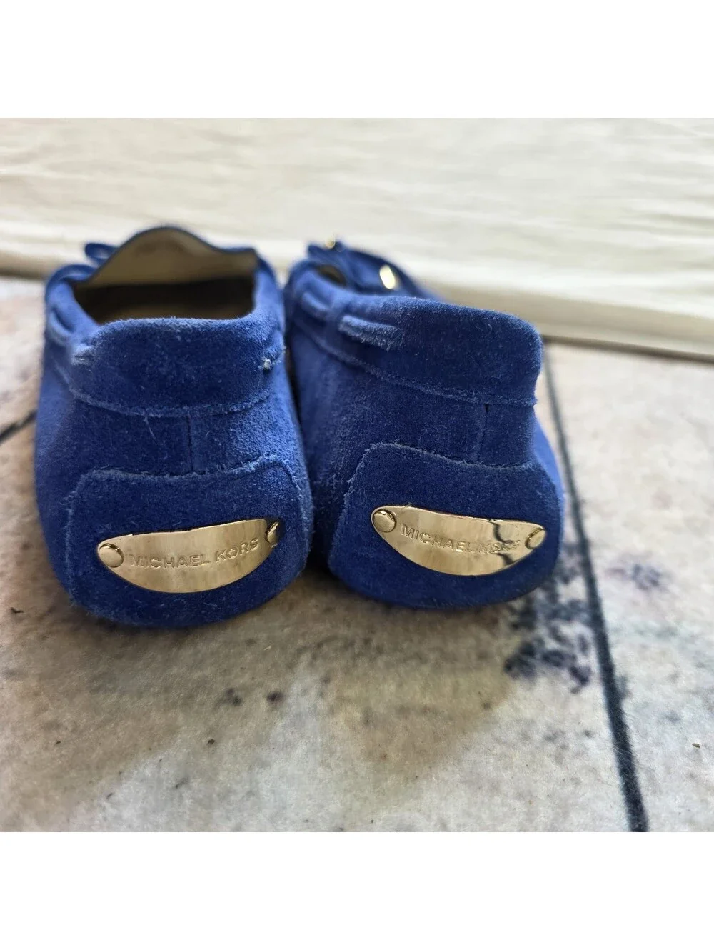 Michael Kors Driving Shoes Flats Loafers Moccasins Blue Suede Women's Size 6.5